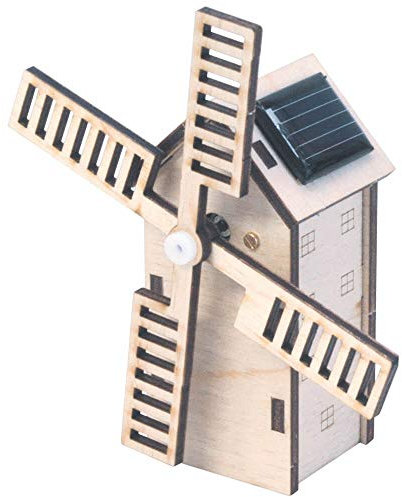 matches21 HOME & HOBBY Mini Windmühle DIY Holz Bastelset für Kinder ab 8 Jahren 3D Steckbausatz mit Solar