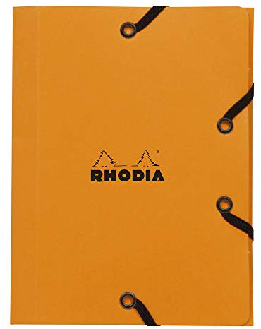 Rhodia 12168C - Sammelmappe mit Gummizugverschluss, 3 Klappen, 12x16 cm, praktisch und robust, Orange, 1 Stück