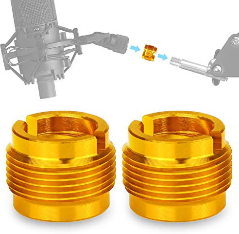 Adapter für HyperX QuadCast Mikrofon, Blue Yeti, Rode, Razer, Shure und die meisten USB-Mikrofone, Stoßhalterung, Galgenarm, Schraubgewinde-Adapter, 1,6 cm Stecker auf 3/8 Zoll Buchse, 2 Stück