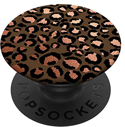 Rosa Lachs Schwarz Leopard Muster Braun PopSockets PopGrip: Ausziehbarer Sockel und Griff für Handys/Tablets mit Tauschbarem Top