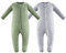 Owlivia Baby Schlafstrampler aus Bio Baumwolle, für Mädchen und Jungen, Langarm, mit Fußen (Grün & Grau, 12-18 Monate)