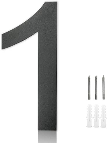 MOLVCE Hausnummer Anthrazit aus Edelstahl Höhe 20 cm, RAL 7016 Anthrazit Hausnummer Massivem Edelstahl Feinstruktur Pulverbeschichtet, Schrift Arial - Ziffer 1