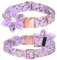 Haoyueer Floral Pattern Dog Collar with Detachable Rhinestone Flower for Female Dogs - Small, Medium, Large (S, Purple)