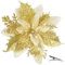 MIKAILE 20 Pezzi Fiori per Albero di Natale con Clip, 4 Piani Fiori Natalizi per Decorazioni con Glitter Polvere, Fiori Artificiali Natalizi, Fiori Finti per Decorazioni Ghirlanda Tenda (Oro)
