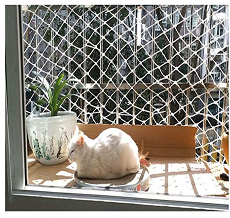 Sicherheitsnetz für Kindertreppen, Fallschutz, Sicherheitsnetz, Treppengeländer, Treppengeländer, Sicherheitsnetz für Kinder, Haustiere, Treppen, Balkon oder (Größe: 1 x 5 m), Farbe: Hanfseil)