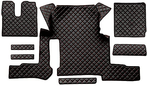 F-CORE Volle Deckung Fußmatten LKW für Man TGX 01.18-03.20 Manual 1 Schublade SCHWARZ/ROT