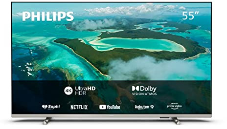 Philips Exclusive à Amazon 55PUS7657/12, 55 Pouces 4K UHD LED, Moteur Pixel Precise Ultra HD, Dolby Vision et Dolby Atmos, Smart TV, Image et Son Cinématographiques