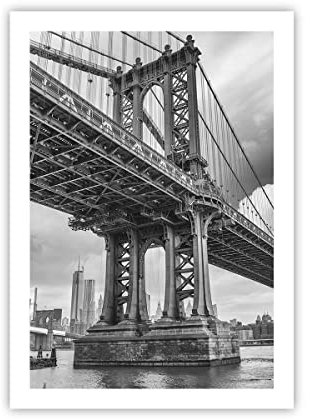 Wandposter Art Prints 50x70cm Poster ohne Rahmen Manhattan Brücke Schwarzweiß Küche Wanddeko Bild Wand Kunstdruck Deko Wandbilder Dekoration Wohnzimmer Schlafzimmer Modern Wall Art P2XPA50x70-4156