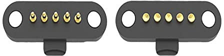 1 Paar Magnetische Pogo-Pin-Steckverbinder mit Federkraft, 2/3/4/5-Pin-Raster 2,5 mm DC-Stecker Buchse Federbelastete Ladesonde Lötstrom-Ladestift-Anschluss DC-Steckdose 60 g elastische Kraft (5Pin)