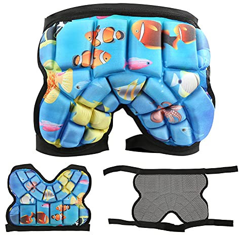 BORDSTRACT Pantaloncini Imbottiti per Bambini, Pantaloni Corti con Imbottitura per la Protezione dell'anca per Bambini, equipaggiamento Protettivo per Snowboard