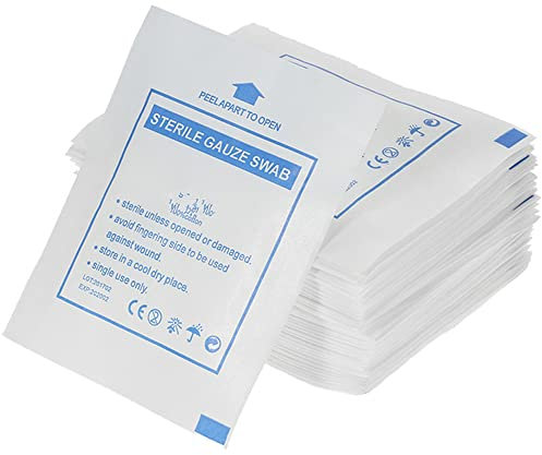 Almohadilla de gasa médica, 60 piezas de gasa no tejida, esponja de gasa de algodón antiadherente, almohadillas de limpieza para el cuidado de heridas para suministros domésticos al aire libre