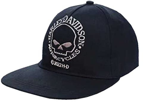 Harley-Davidson Little Boys' Skull Twill Flat Brim Snap Back Toddler Cap - Black