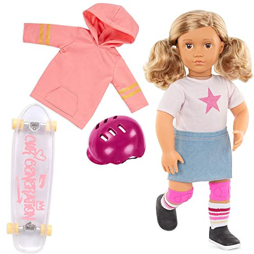 Our Generation Skateboarder Puppe Ollie - Bewegliche 46 cm Puppe mit Kleidung und Zubehör - Skateboard und Helm - Spielzeug ab 3 Jahren
