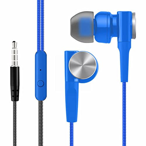 Poo4kark Playing 3,5-mm-Stereo-In-Ear-Mikrofon mit Kabel für Telefon, PC, Laptop, Tablet (Blue, One Size)