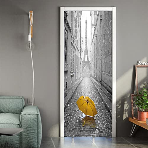 HAOTING Türaufkleber Fototapete Tür Grau & Paris Tür Aufkleber Türaufkleber Selbstklebend Türtapete selbstklebend TürPoster Fototapete Türfolie Poster Tapete 95x215 cm