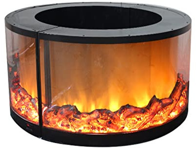 Cheminée Electrique Fiche électrique de colonne de luxe en mur encastré avec télécommande, 23,6 pouces de diamètre, 17,7 pouces de haut, cheminée de poêle à bois électrique avec effet de flamme Fausse