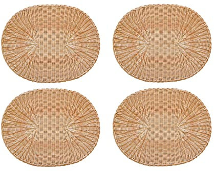 TABLE-02 Handmade Natural Rattan Oval Placemat Placemat, Medollino Underplate