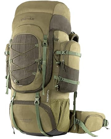 Tripole Walker Pro Rucksack mit internem Rahmen, für Reisen und Trekking, Frontöffnung, Laptop-Hülle, wasserabweisend, Regenschutz, olivgrün, 80 cm