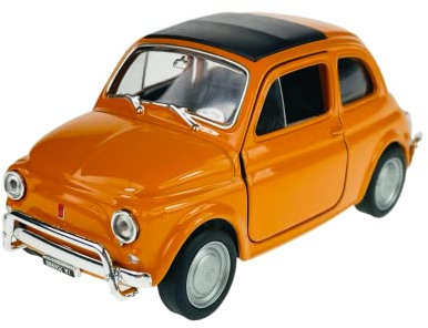 Welly FIAT 500 Nuova Orange Braun 1957-1975 ca 1/34-1/39 Metall Modell Auto Die Cast Neu im Kasten