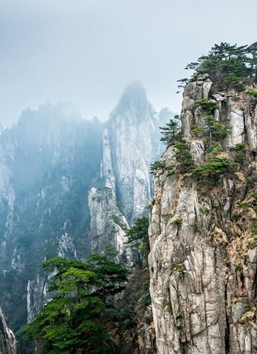 Leinwand-Bild 90 x 120 cm: Hochformat der Naturlandschaft am Berg Huangshan, China (81937130)