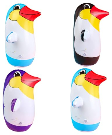 Toyvian Aufblasbare Pinguin Spielzeug Figuren 4 Stück Bunte PVC Tierbecher Kindersicheres Outdoor Weihnachtsdekor Kreative Gartendekoration Handkoordination Fördernd