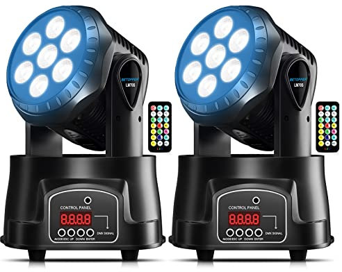 BETOPPER Moving Head Dj Lights,7 x 8W RGBW Stage Lighting Mini Moving Head, DMX DJ Lights Remote Control Sound Activated, Mini Moving Heads Wash Light for Parties, Club, Concert, Disco Events,2 Packs
