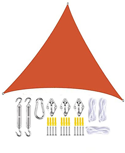 DEZYPZAM Sonnensegel Sonnenschutz, Sonnensegel Dreieck Wasserdicht Sonnenschutz inkl mit UV Schutz für Garten Terrasse Camping, dreieckiges Sonnensegel (3x3x3m,Orange)