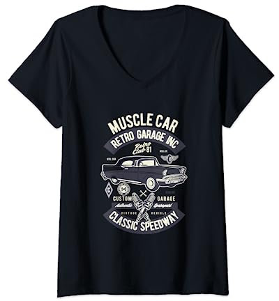 Muscle Car Retro Garage Inc. Classic Speedway T-Shirt avec Col en V