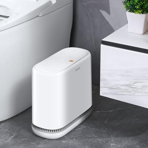 funest Bote de basura de baño con tapas, botes de basura pequeños de 3.3 galones/12.5 litros con tapa emergente, absorción automática de bolsas de basura, papelera delgada para oficina, dormitorio,