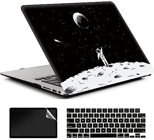 AMCJJ Custodia Rigida Compatibile con MacBook Air 13 Pollici 2017-2010 Release A1466/A1369,Plastica Case Cover & EU Tastiera Cover & Screen Protecto,Astronauta