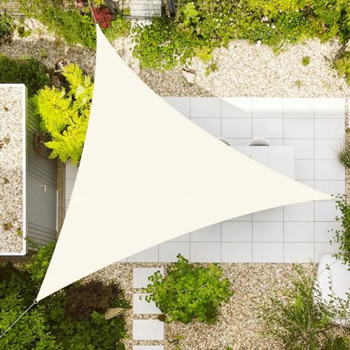 AXT SHADE Toldo Vela de Sombra Impermeable Triangular 3,5x3,5x3,5m Protección Rayos UV para Terraza Exterior Patio Jardín-Crema