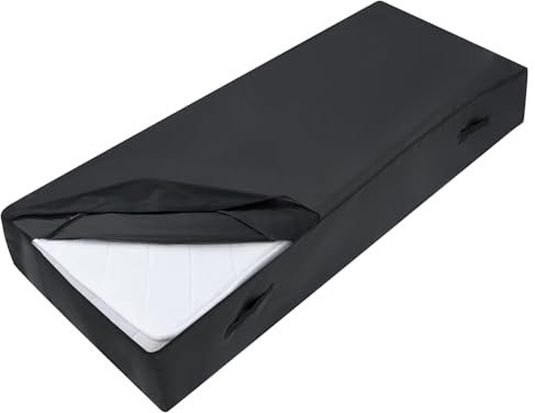 GARPROVM Matratzenhülle 90x200x26cm, Matratzentasche mit 2 Tragegriffen, Staubdicht Aufbewahrungstasche für Gästematratze Gartenpolster 420D Oxford Gewebe Matratzenschutz 50kg belastbar