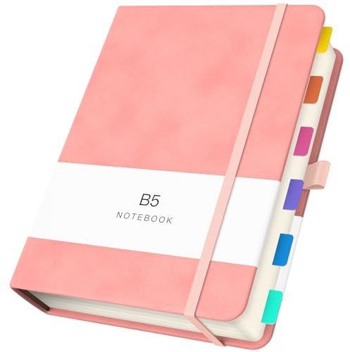 Yarotm Quaderno B5 Quadretti - 100GSM Carta Taccuino Appunti - B5 Blocco Notes Pelle PU - 180 Fogli Quadretti Notebook Quaderno da Diario Disegno, Rosa