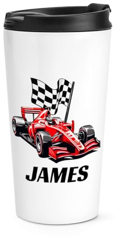 Personalised Racing Car Red Travel Mug Cup