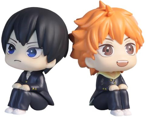 Jilijia Haikyuu!!! Anime Figur Hinata Shoyo & Tobio Kageyama Q Version Figur Sitzposition Modell 10,5 cm Kuchendekoration Geschenke für Fans