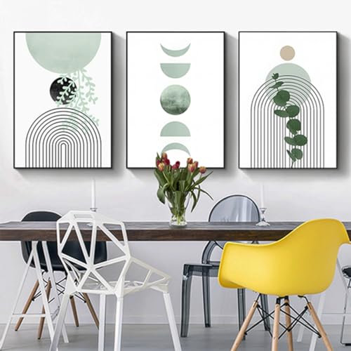 3er Set Poster Bohemian Poster Set Aesthetic Pflanze Bilder Moderne Abstrakt Kunst Wandbilder Boho Deko Bilder,Ohne Rahmen (Poster-05,60x90cm*3Pcs)