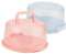 JIEHIN Juego de 2 cajas de transporte de plástico para tartas, 26 cm, redondas, con tapa, refrigeración y asa, hebilla con cerradura, caja para tartas, cubierta para tartas, cubierta de plástico, azul