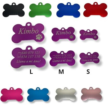 Chapa Identificación Personalizada para Perros y Gatos Pequeños a Medianos en Forma de Hueso Placa Identificativa Mascota Grabada Nombre Collar Colgante