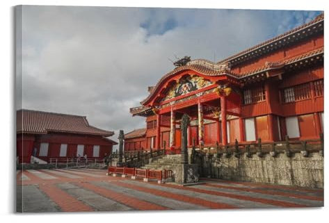 GLJXFP Poster mit berühmter Stadt, Shuri Castle, Okinawa, Japan, dekoratives Gemälde, Leinwand, Wandposter und Kunstdruck, moderne Familienschlafzimmer-Dekoration, Poster, 60 x 90 cm