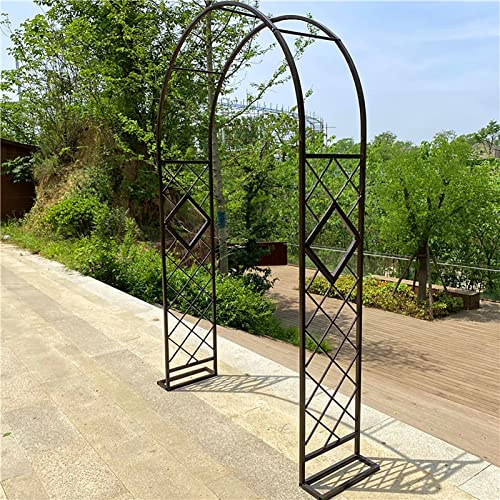 Arco de jardín para trepar plantas, arco de rosas de rejilla de hierro forjado, pérgola decorativo para jardín al aire libre, fácil de instalar, para césped, terraza, bodas y noches románticas (bronce