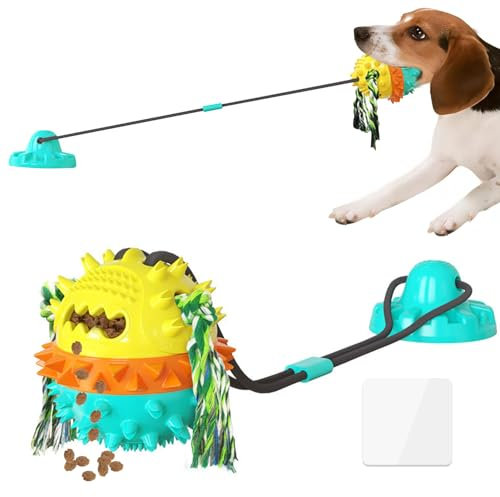 Jouet pour Chien - Jouet Interactif Chien Indestructible - Balle Interactive pour Chiens de Grande Taille - Jouet à Mâcher avec Ventouse - Distributeur de Croquettes pour Chien