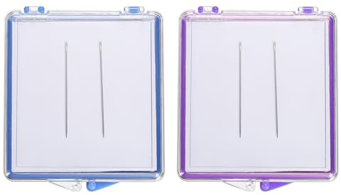 PATIKIL Magnetische Nadel Aufbewahrung Etui 1 Set Plastik Tragbar Näh Stecknadel Halter Nadel Organizer Box Behälter für Sticken Stricken Nähen Blau/Lila
