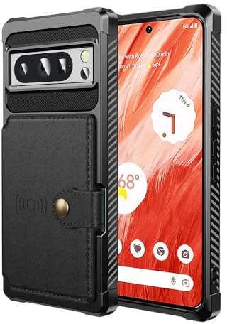XYZNTMF for Google Pixel 8 Pro Phone Case Flip Wallet Case with Card Holder Shockproof PU Leather Shell Magnetic Clasp Car Mount Protective Cover Case for Google Pixel 8 Pro, Black