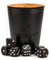 WALDFELSEN® Echtleder Würfelbecher (9 cm) mit 6 Holzwürfeln (16 mm) aus Buchenholz Lederbecher Würfelset Augenwürfel Spielwürfel (Farbe: Schwarz)