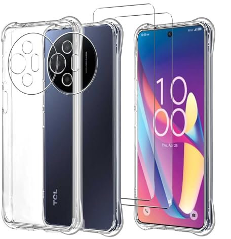 JDXHFF Cover Compatibile con TCL 50 XL 5G (6.78) Trasparente e 2 Pezzi Pellicola Protettiva in Vetro Temperato - Bumper Custodia Morbido Silicone Protettivo TPU Case Clear