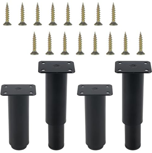Luabue 4PCS Pieds de Meubles Réglables 12-18cm, Pied Cuisine Réglables Charge Maximale 300KG Pieds d'armoire avec 16 Vis, Noir
