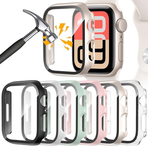 HAANILKYI 6 Stück Schutzhülle mit Displayschutzfolie Kompatibel mit Apple Watch SE 3(2025) /SE 2 Series 6 5 4 44mm, Rundum Ultradünne Hard Hülle Kratzfest Schutzhülle für iWatch 44 mm