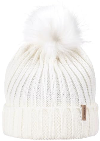 ICEPEAK Herren Damen Unisex Mütze Strickmütze Bommelmütze Hazen, Farbe:Weiß, Artikel:-980 White