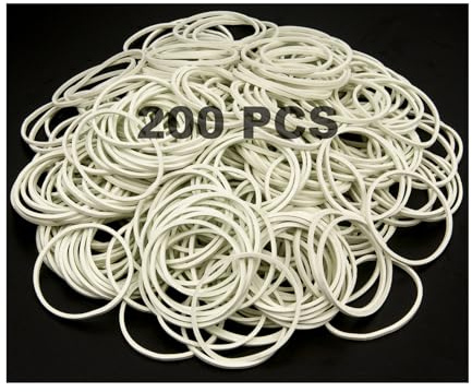 SZWLJ Gummiband 200 Stk 38mm Weiss | Stabile Gummibänder hochtemperaturbeständig schwarz, fuer Büro Industrie Schule Handwerk
