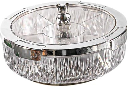 Sharplace Dried Fruit Plate Nuts Dish Home Decor with Compartment Rotating Divided Serving Tray Appetizer Plate for Candy Cookies, gray